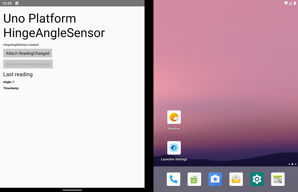 Sample app running on Surface Duo emulator